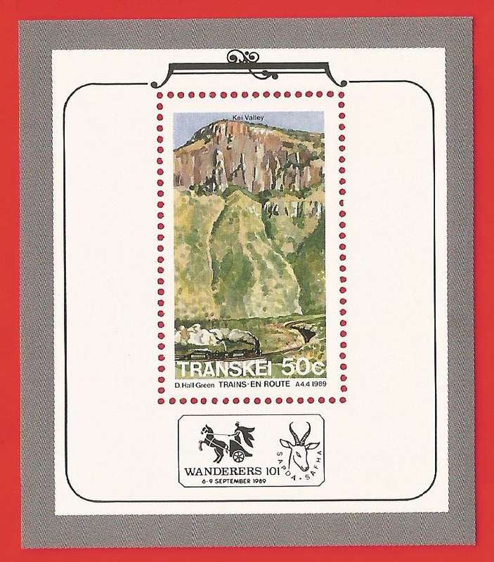 Transkei-1989- M/S-MNH- SACC 235a-Thematic-Transport-Train-Flora