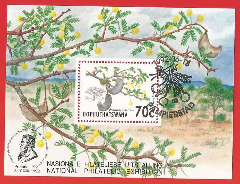 Bophuthatswana-1992- M/S-CTO- SACC 282a-Thematic-Flora-Trees-Acacia