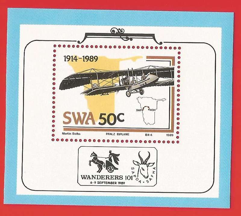 SWA-1989- M/S-MNH- SACC 525a-Thematic-Aviation-Plane-Transport
