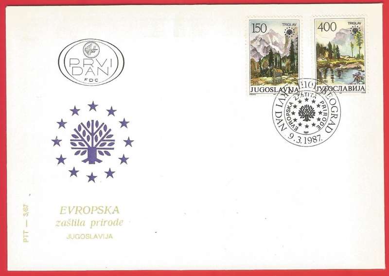 Yugoslavia-1987-PTT3/87-FDC-Cover-Cancel-Postmark-Thematic-Scenery-Flora