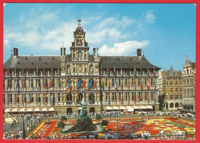 Postcard- Post Card- Unused- Belgium - Market Place Townhall, Flower Carpet
