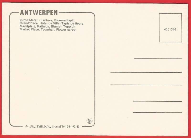 Postcard- Post Card- Unused- Belgium - Market Place Townhall, Flower Carpet