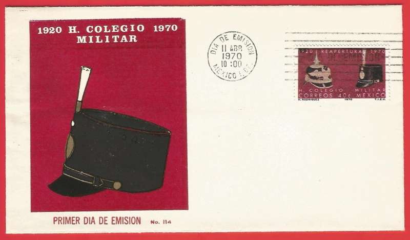 Mexico FDC 1970 The 50th Anniversary of Military College Reorganization