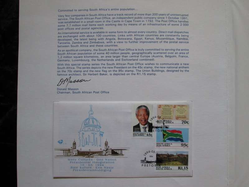 RSA-Special Folder-Commemorating the Inauguration of Nelson Mandela - 10 May 1994