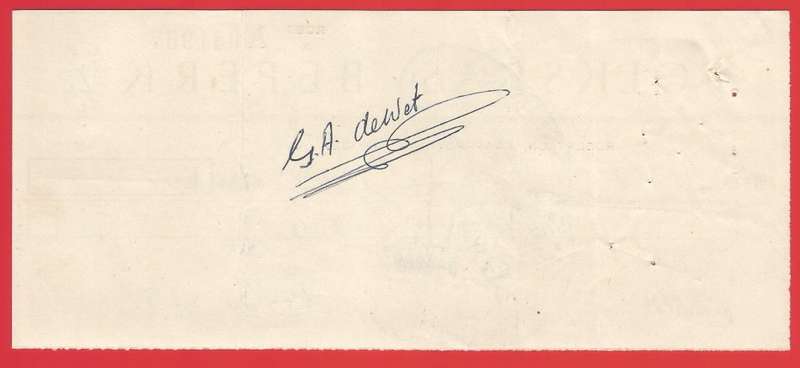 Union of SA-Volkskas Beperk-Cheque-1960-Postmark-Cancel