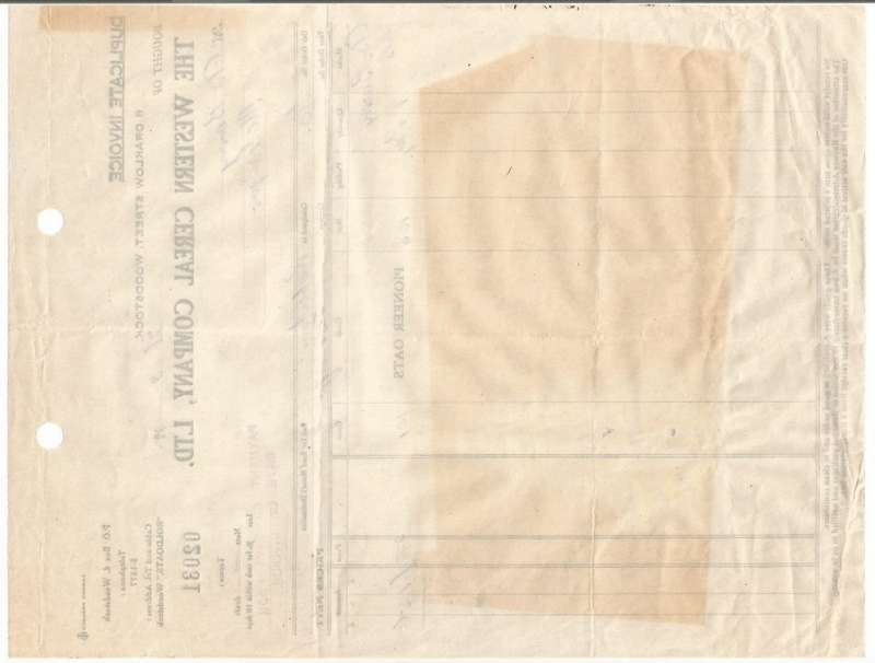Union of SA-The Western Cereal Company LTD-Duplicate Invoice-No 02031-Cancel-Postmark
