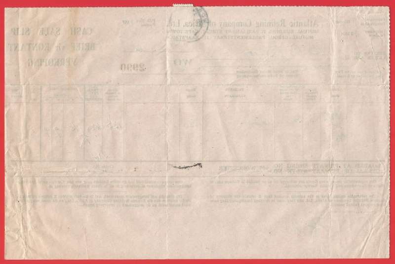 Union of SA-Atlantic Refining Company Of Africa Ltd(BP)-Cash Sale Slip-No 2990-Cancel-Postmark
