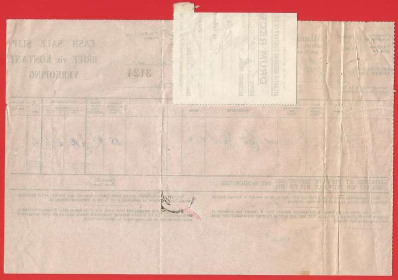 Union of SA-Atlantic Refining Company Of Africa Ltd(BP)-Cash Sale Slip+Drum Receipt-1945-Postmark