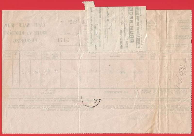 Union of SA-Atlantic Refining Company Of Africa Ltd(BP)-Cash Sale Slip+Drum Receipt-1945-Postmark