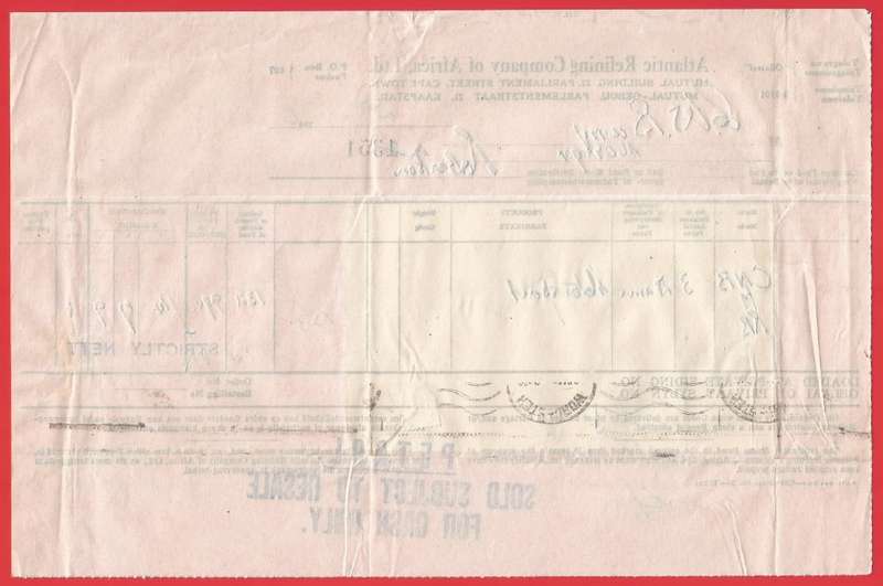 Union of SA-Atlantic Refining Company Of Africa Ltd(BP)-InvoiceandReceipt-1946-Postmark