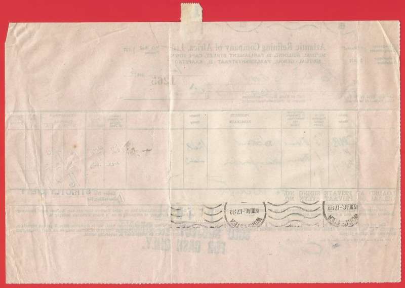 Union of SA-Atlantic Refining Company Of Africa Ltd(BP)-InvoiceandReceipt-1946-Postmark