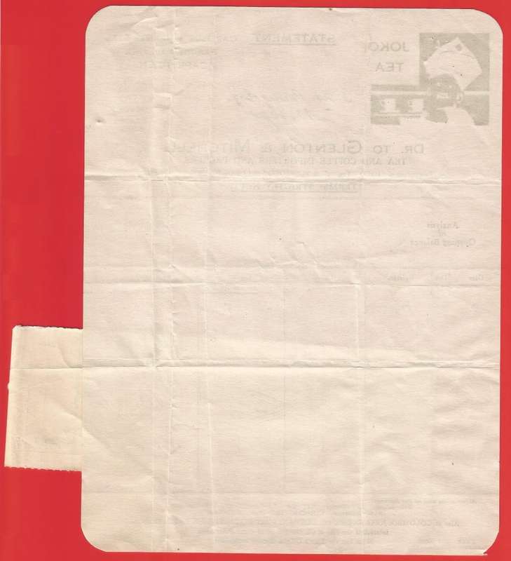 Union of SA-Joko Tea- Statement+Receipt+Postage Stamp Used for Revenue-1945-Postmark