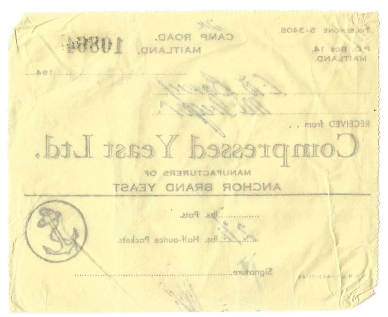 Union of SA-Compressed Yeast LTD-1945-No 10864-Receipt
