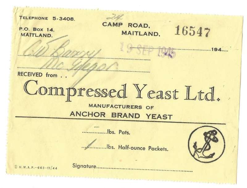 Union of SA-Compressed Yeast LTD-1945-No 16547-Receipt