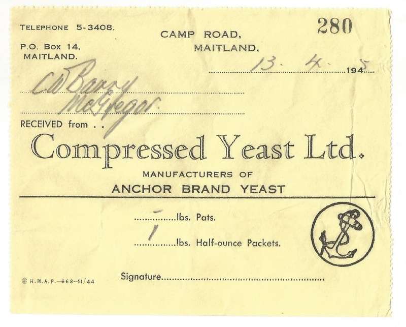Union of SA-Compressed Yeast LTD-No 280-1945-Receipt