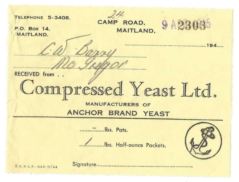 Union of SA-Compressed Yeast LTD-No 2303-1945-Receipt