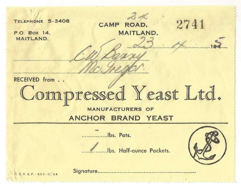 Union of SA-Compressed Yeast LTD-No 2741-1945-Receipt