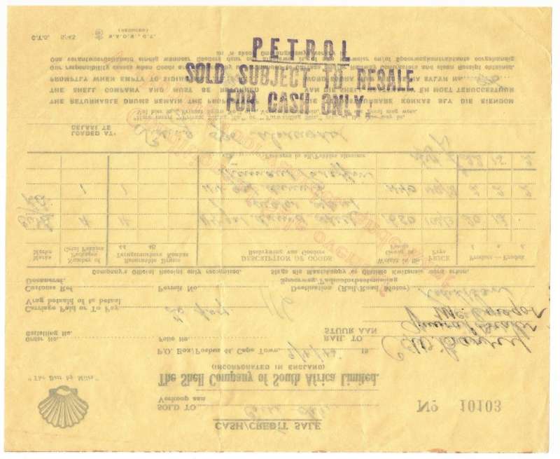 Union of SA-The Shell Company of South Africa Limited- Cash Receipt-1945-No 10103