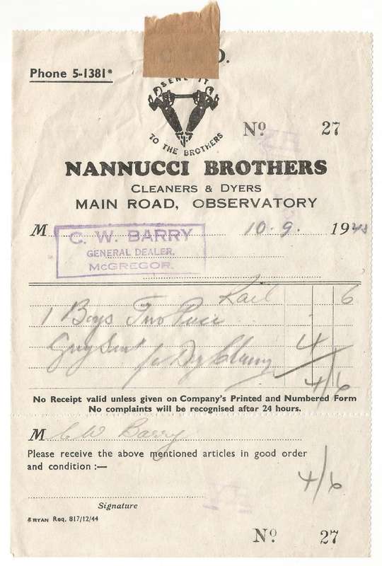 Union of SA-NANNUCCI  BROTHERS CleanersandDyers-Receipt-No 27