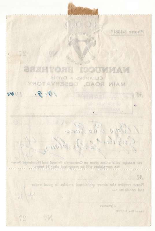 Union of SA-NANNUCCI  BROTHERS CleanersandDyers-Receipt-No 27