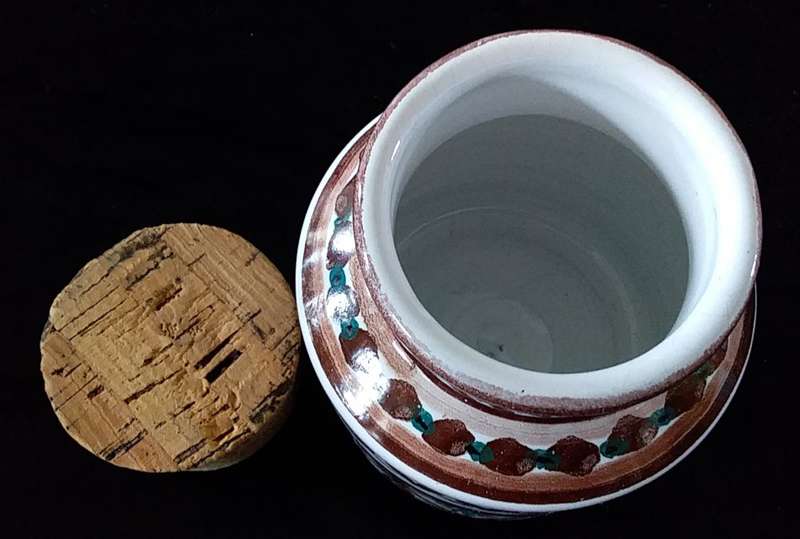 Brown- Pottery-Coffee Container. Cork lid