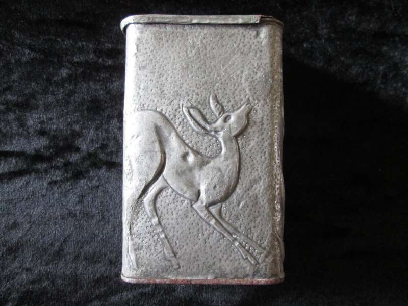 Cigarette Case with Springbok and aloe. Seems to be pewter