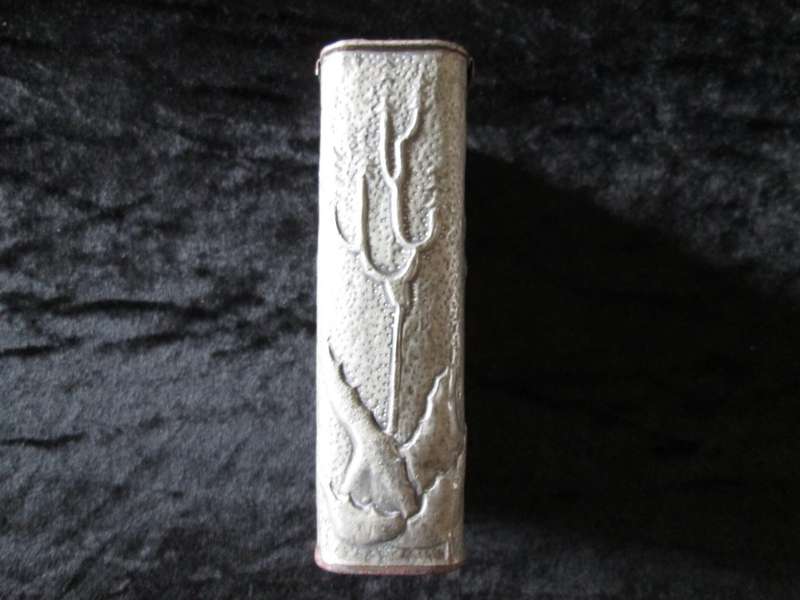 Cigarette Case with Springbok and aloe. Seems to be pewter