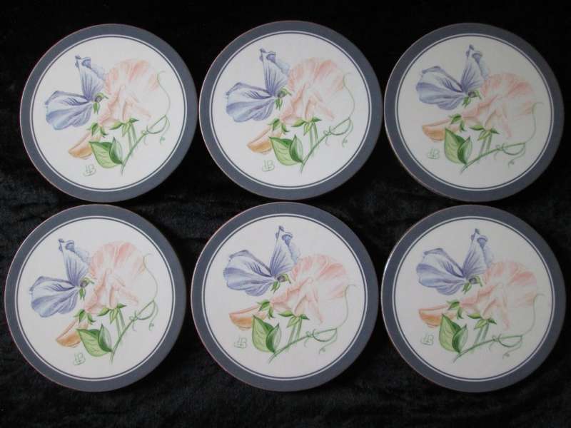 Pimpernel Acrylic Six Round Coasters-Miniature Scarlet Flower-Made in England-Number 1262