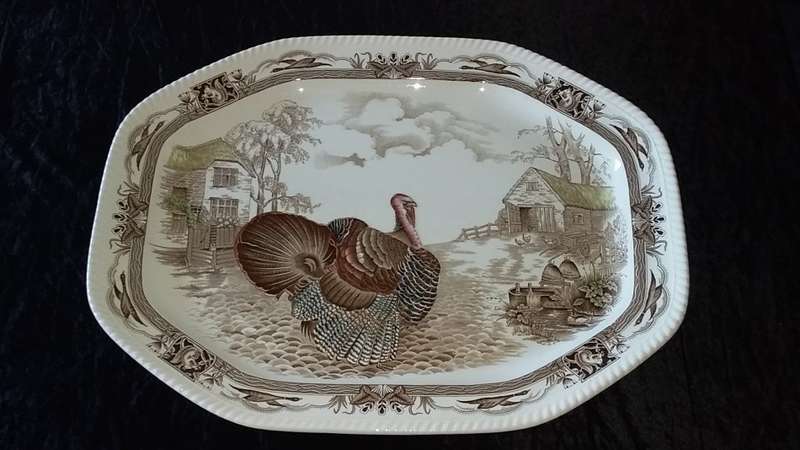 Barnyard King-Johnson Bros England-Pat no 164113E-Platter-A Genuine Hand Engraving