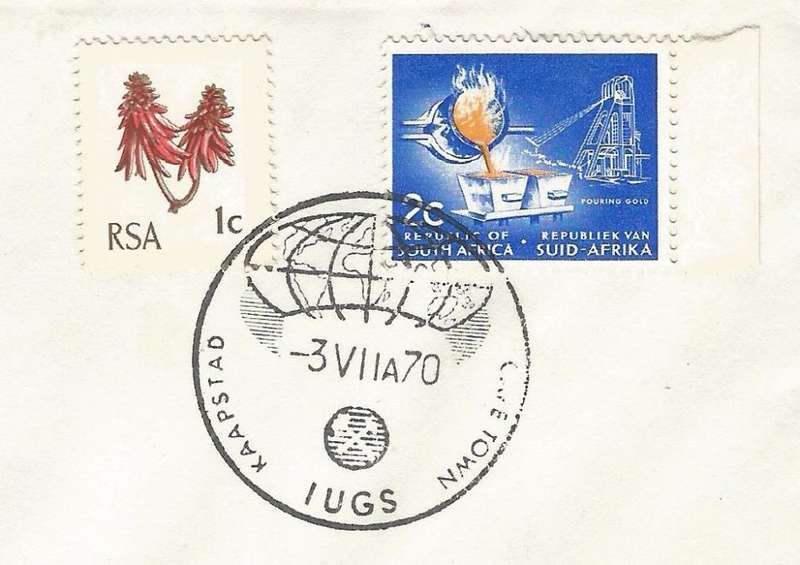 RSA-1970- Cover-FDC-Cancel-IUGS Geological conference-Cape Town-Used-Thematic-Flora-Mining