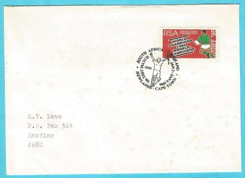 RSA-1996-Cover-FDC-Cancel-South Africa v England-5th Test Match-Cape Town-Thematic-Sport