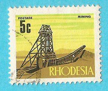 Rhodesia-5c-Mining-Used-Cancel-Thematic-Mining