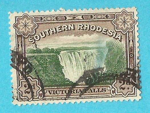 Southern Rhodesia-2d-Victoria Falls-Used-Cancel-Thematic-WaterFall