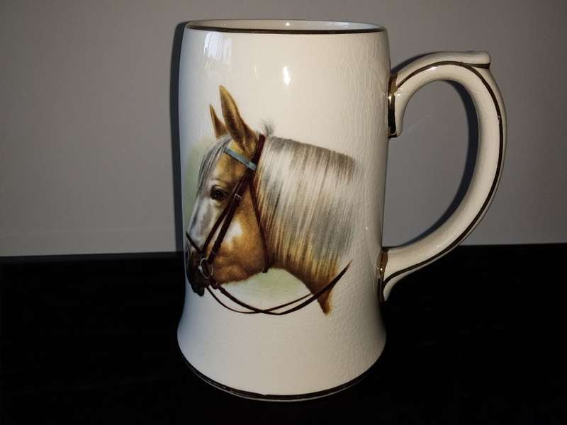 SADLER-Beer Mug-Made in Staffordsher England-Horse Scene