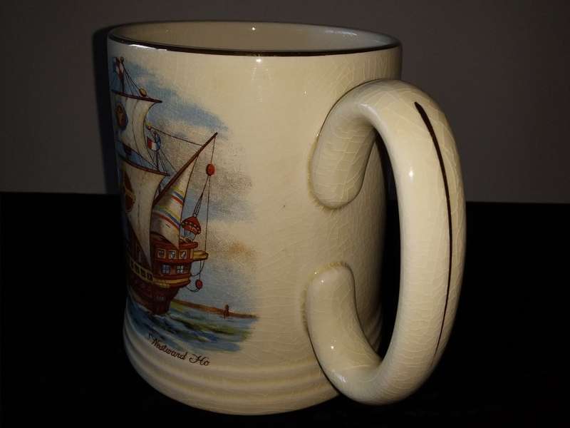 ELIJAH COTTON Ltd-Lord Nelson Ware Westward ho(me) -Staffordshire England-Beer Mug-Sail Boat Scene