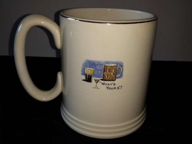 LORD NELSON WARE-ENGLAND-Beer Mug + Plate-`What`s Your`s`