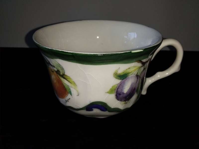 Pottery Garden-Ye Olde World-Potterwoods-Trio-Cup, Saucer, Side Plate-Fruit Scene