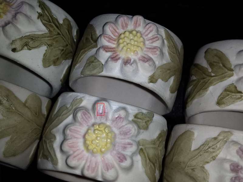 Serviette Rings x 6-Flowers - pottery