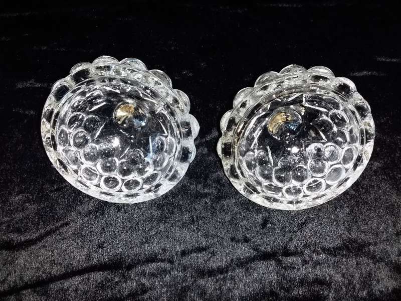 2 x Small-Berry Pattern- Glass Containers with lids