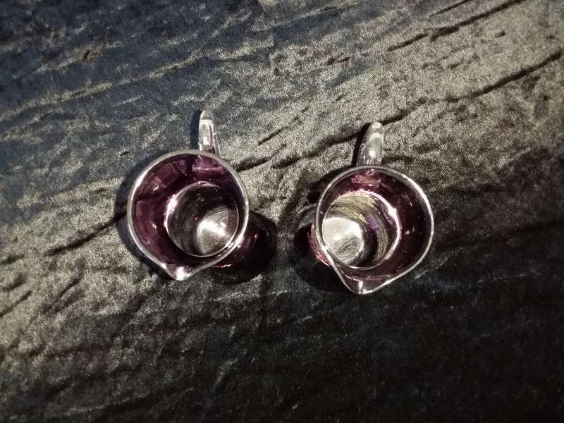 2 x  Small Purple Glass Vases