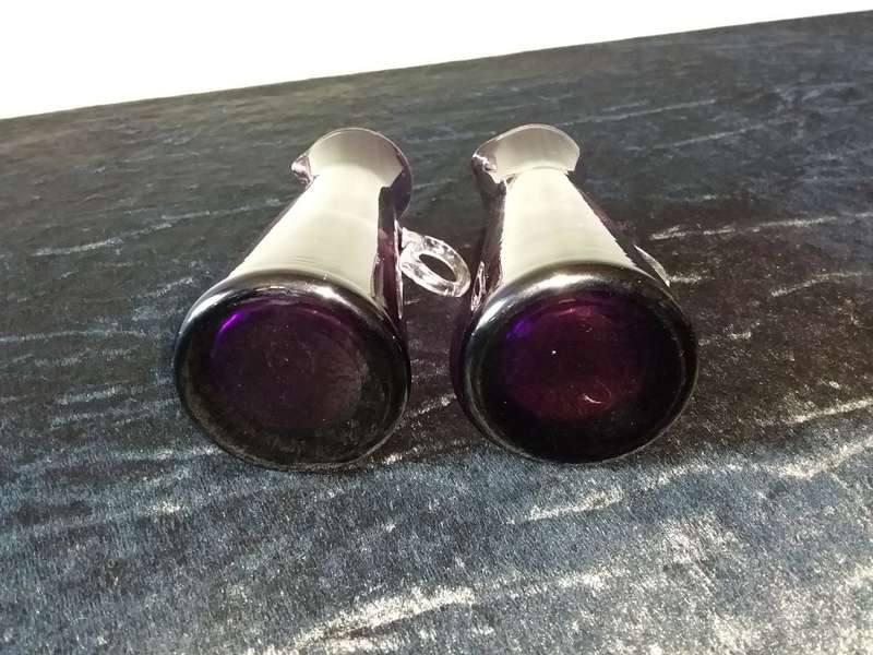 2 x  Small Purple Glass Vases