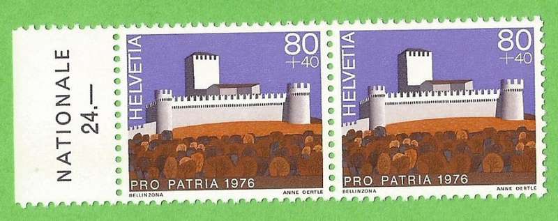 Switzerland-Helvetia-1976- MNH-Thematic-Building-Castle