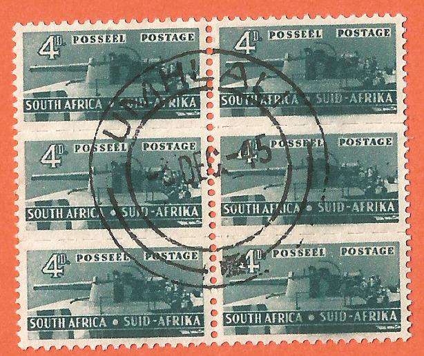 Union of South Africa-SACC 100-4d-War Effort Reduced Size-Block-Cancel-Used-Thematic-War