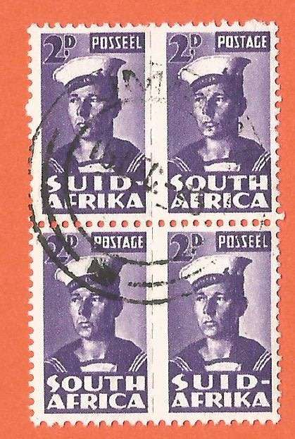 Union of South Africa-SACC 98-2d-War Effort Reduced Size-Block-Cancel-Used-Thematic-War
