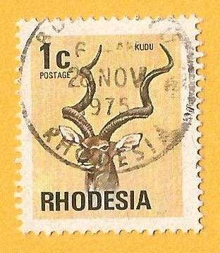 Rhodesia-1c-Cancel-Used-Thematic-Fauna-Kudu