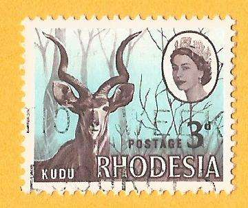 Rhodesia-3d-Cancel-Used-Thematic-Fauna-Kudu