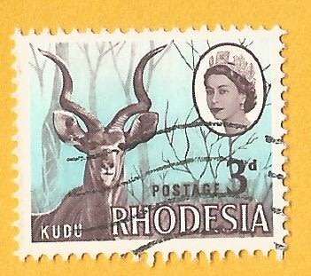 Rhodesia-3d-Cancel-Used-Thematic-Fauna-Kudu