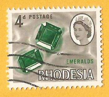 Rhodesia-4d-Cancel-Used-Thematic-Industry-Emeralds