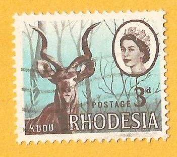 Rhodesia-3d-Cancel-Used-Thematic-Fauna-Kudu