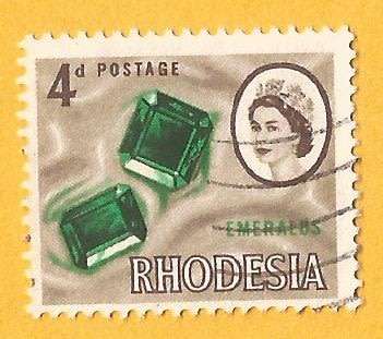 Rhodesia-4d-Cancel-Used-Thematic-Industry-Emeralds